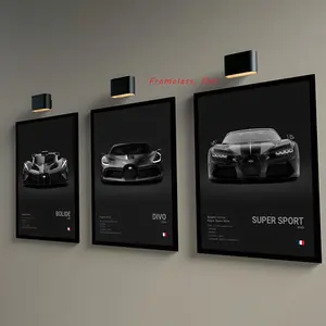 Black Cool Supercar B-Bugatti Veyron CHIRON DIVO BOLIDE HD Waterproof Artistic Art Poster Modern Cool Design Ideal for home bar and cafe decor Fade-resistant DIY wall printing Perfect for office and living room decoration Frameless