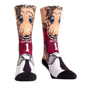 Rock Em Elite Oklahoma Sooners HyperOptic Mascot NCAA Crew Socks (L/XL)
