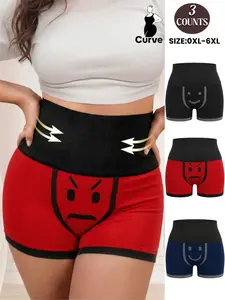 Valentine's Day Gift,PLUS SIZE Women's Seamless High Stretch Comfortable Breathable Casual Briefs Set, Plain High-Waisted Tummy Control Underwear, Silm Shorts,Sizes 0xl-6xl, All Seasons Wear