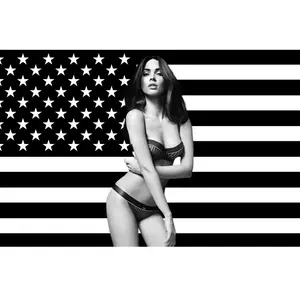Megan Fox Black  Flag Indoor and Outdoor, One Sided, Megan Fox Black American Flag Tapestry, Funny American Flag, Dorm Room Wall Hanging Decor Decorative