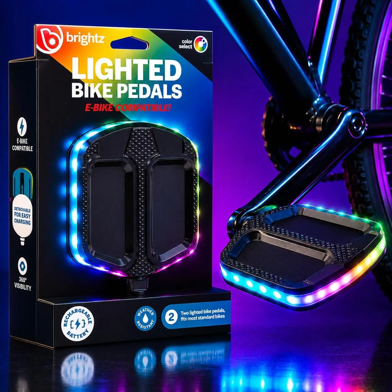 Brightz Rechargable LED Lighted Bike Pedals Brightz Rechargable LED Lighted Bike Pedals