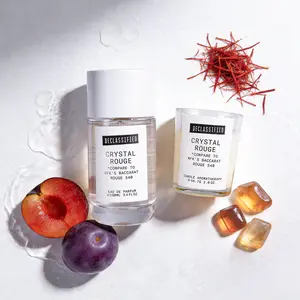 Declassified Crystal Rouge Eau de Parfum & Candle Set | Long-lasting | 100ml+ 56.7 G | Saffron, Orange Blossom, Cedarwood, Oakmoss, Amber & Jasmine