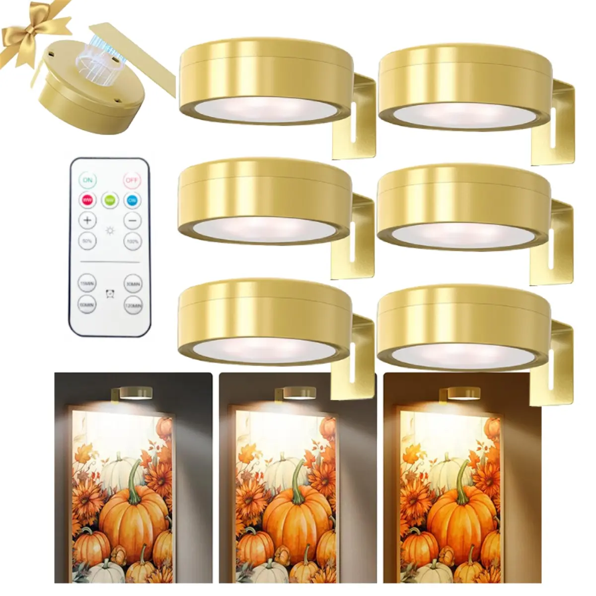 1/3/6-Piece Set Wireless Metal Wall Lamp, Wall Mounted Lights, LED Artwork Lighting, Led Ambient Lighting, Battery-Powered, Light Dimmable, Wall Art Light, Night Light, Decorative Lighting, Remote Control, Led Decoration Lamp