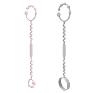 Adjustable Baby Stroller Toy Rope, 2 Counts/set Baby Silicone Safety Toy Rope & Bottle Rope, Baby High Chair, Car Seat Accessories, Stroller Connectors