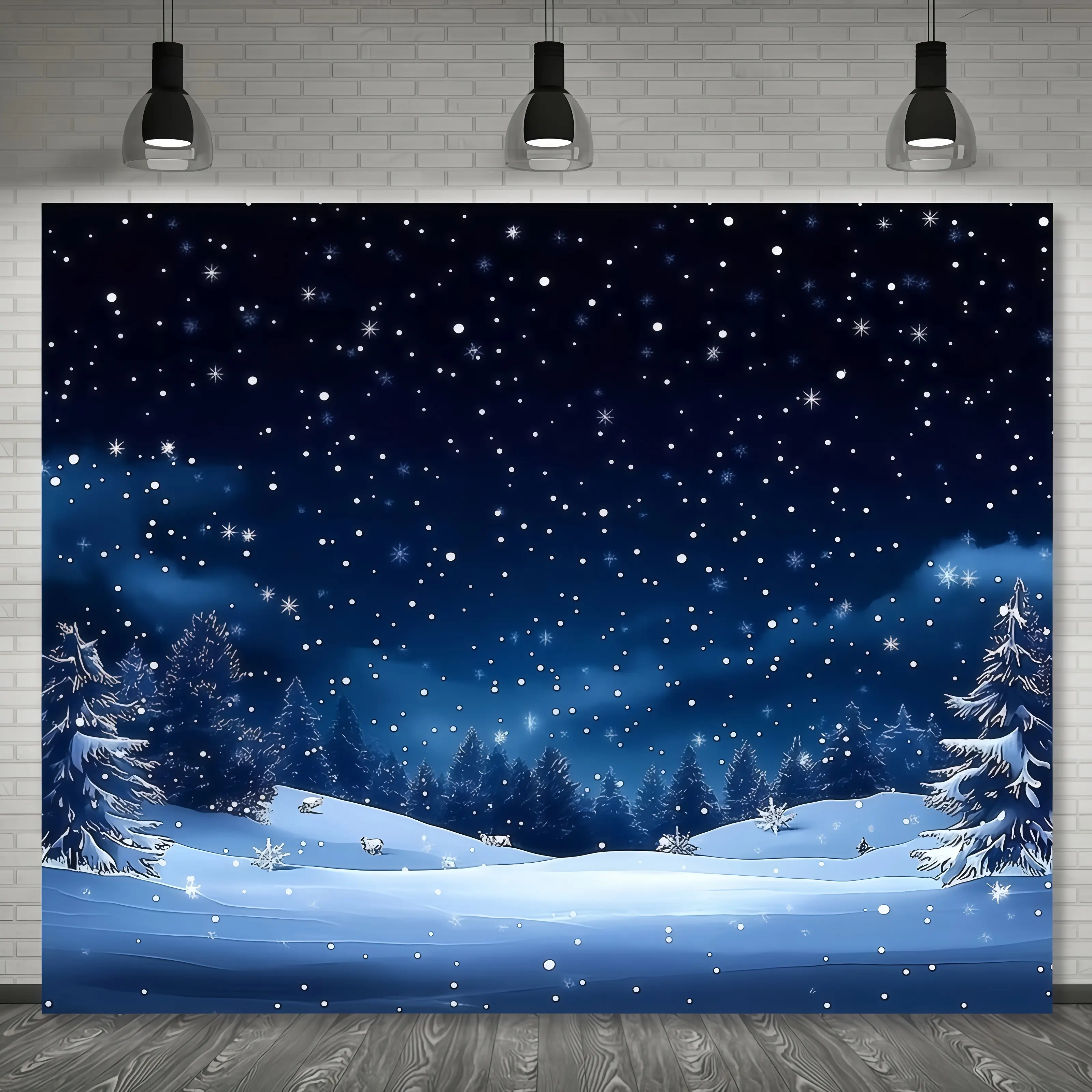 Enchanting Winter Christmas Night Sky Background Banners - Multi-Sizes, Suitable Gifts, Ideal Birthday Parties, Theme Parties, Home Bedroom Decorations, Indoor And Outdoor Decorations