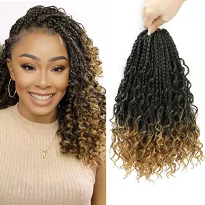 8 Packs Goddess Box Braids Crochet Hair-14 Inch CrochetBox Braids Pre-looped Boho Crochet Braids Hair SyntheticBraiding Hair Extensions Crochet Hair for Black Women,Boho Braids