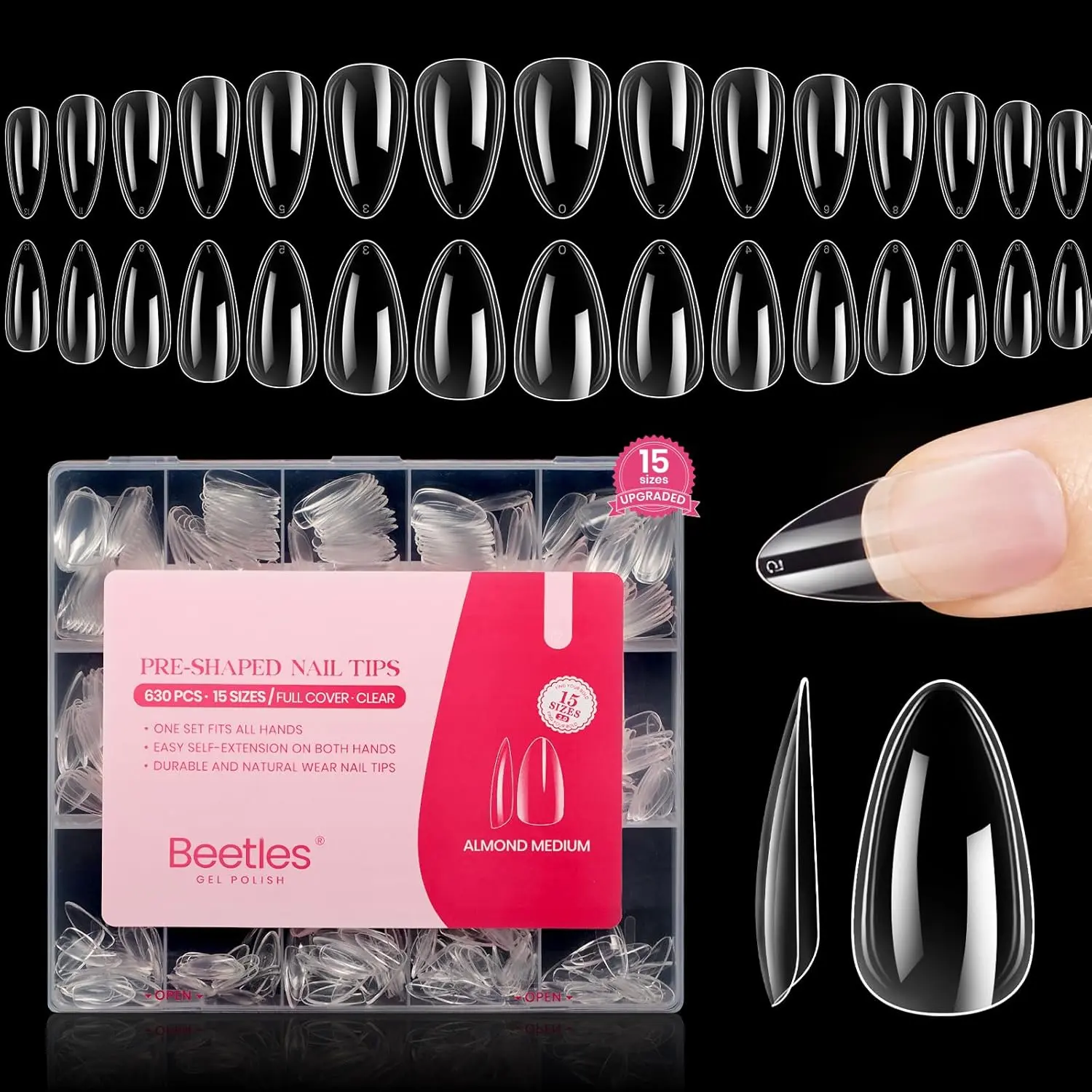 15 Sizes Medium Almond 630pcs