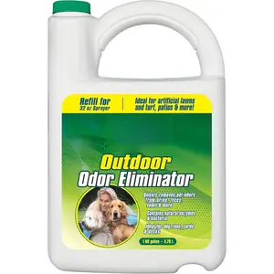 Outdoor Odor Eliminator for Pets, Dogs, 1 gallon Refill - Ideal for Artificial Lawns & Patio, Milky White