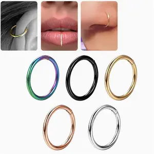 Hinged Clicker Hoop Nose Rings - Surgical Steel 5 pcs 83.48gal - Septum Rings Nose Rings Hoop 16G - For Women Men - Cartilage Hoop Earring Lip Helix Rook Tragus Conch Septum Nose Piercing Jewelry