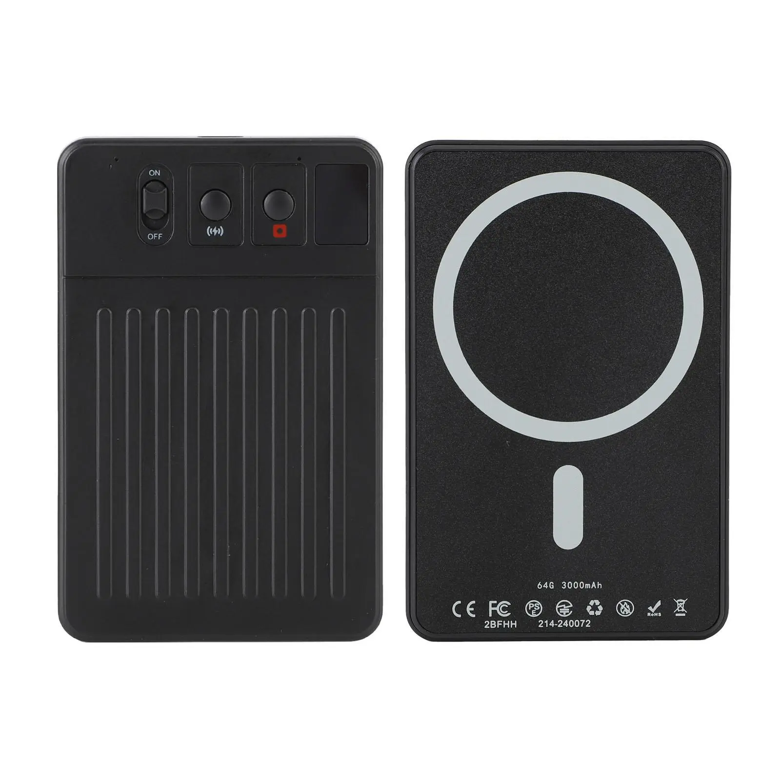 CHIME NOTE X Japanese AI Chargeable Voice Recorder (80g) - Wireless Magnetic Suction 5W Charging, Digital Recorder with Port, 107-Language Transcription, 64GB Expandable Storage, 48H Recording Time, Black & White