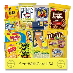 Yellow Snack Box Care Package – Yellow Gift Basket with Name Brand Candy & Snacks | Party Favor, College & Birthday Gift Idea