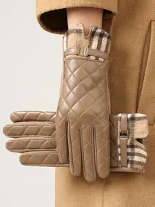 Women's PU Leather Gloves, Pu Coated Gloves, 2026 Winter Style Warm Fleece Lined Touchscreen Driving and Cycling Gloves, Casual and Thick for Cold Weather