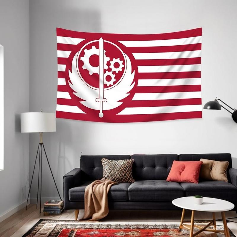 Brotherhood of Steel Fallout Red Banner Flag Wall Art Hanging,For Decorate Clubs Concerts Bars University Dormitories Living Rooms Bedrooms Decor Tapestry Parties,Gift