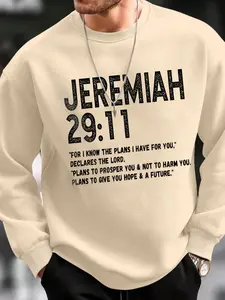 Men's Letter Print Drop Shoulder Casual Fashion Streetwear Sweatshirt, Casual Loose Long Sleeve Round Neck Pullover for Fall & Winter, Men's Clothes for Daily Wear