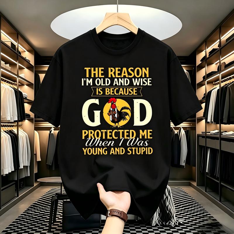 Men's Cotton Crew Round Neck Short-Sleeve Tee - Fitted Printed Funny Slogan Wisdom Quote Casual Top, Father’s Day Gift for Dad, Machine Washable Cold-Wash Menswear Shirt, Celebrate Your Journey