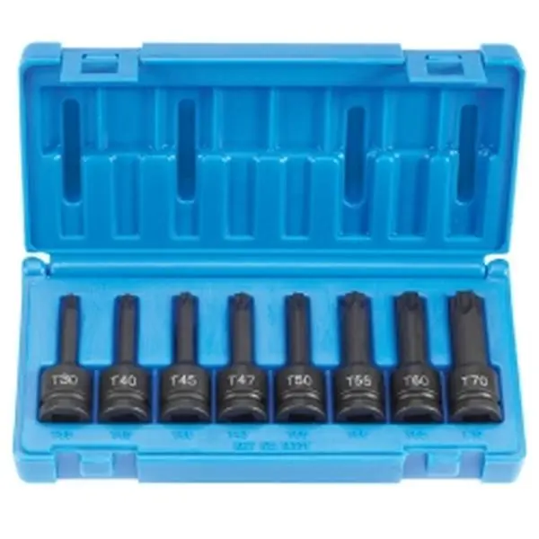 Grey Pneumatic GRE1300T Socket Wrench Set, 0.50in. Drive Internal Star Impact Sockets - 8-Piece Metric Hand Tool Set, Socket Wrench Set Metric