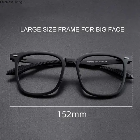 Unisex Oversized Square 152mm TR90 Nylon Full Rim Solid Exaggerated Frames Eyeglasses - Bold Look, Prescription Myopia & Polarized Lens Compatible, Stylish Fashion Eyewear Accessory