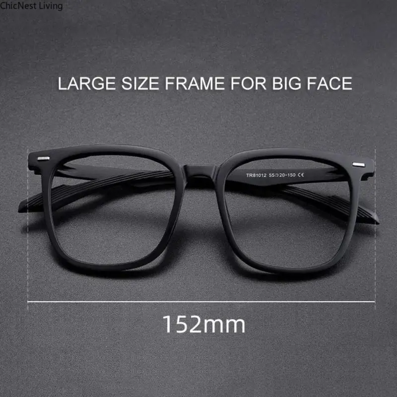 Unisex Oversized Square 152mm TR90 Nylon Full Rim Solid Exaggerated Frames Eyeglasses - Bold Look, Prescription Myopia & Polarized Lens Compatible, Stylish Fashion Eyewear Accessory