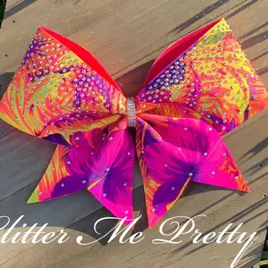 Cheer Bow Rhinestone Custom Team Tropical Cheer Bow
