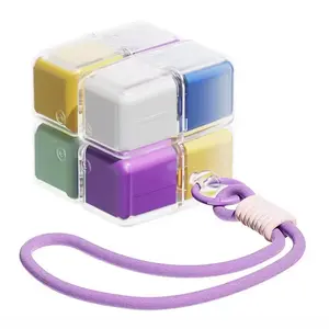 Overt Rubix Cube Pill Box with Lanyard – Portable 8 Grids