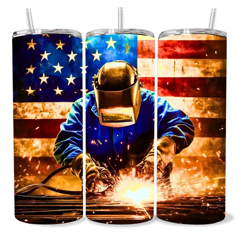 Welder 20 oz Tumbler - BPA Free, Stainless Steel, Leak Proof, Clear Lid, Includes Straw
