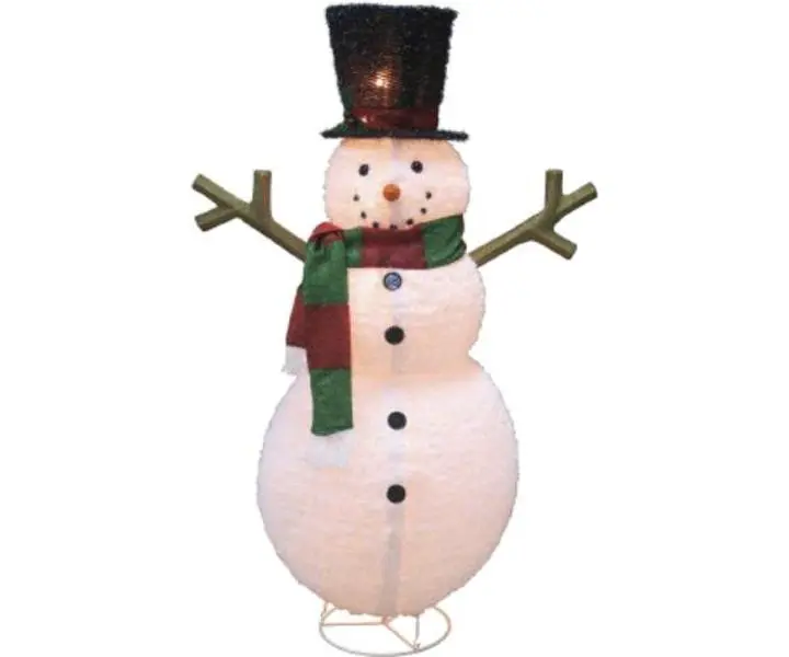 Citi-Talent C25 54951075 Lighted Fluffy Fabric Lantern Snowman Ornament - 7-C7 5W Bulbs, Colored Holiday Decor, Collapsible Indoor/Outdoor Home Supplies with Scarves, Lantern Shape