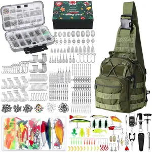 482 Pcs Fishing Gifts for Men Fishing Sling Bag Tool Gear Equipment Accessories Kit Fish Backpack Tackle Box with Tackle Included Fish Hook Remover Tool Lures Lip Gripper