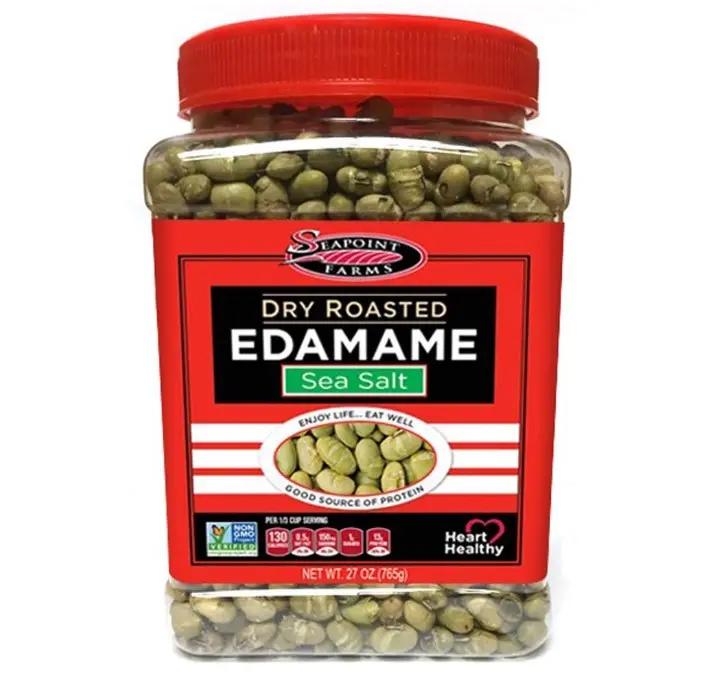 Seapoint Farms Dry Roasted Edamame, Sea Salt, Vegan, Gluten-Free, Kosher, and Non-GMO, Crunchy Snack for Healthy Snacking, 27oz. Jar