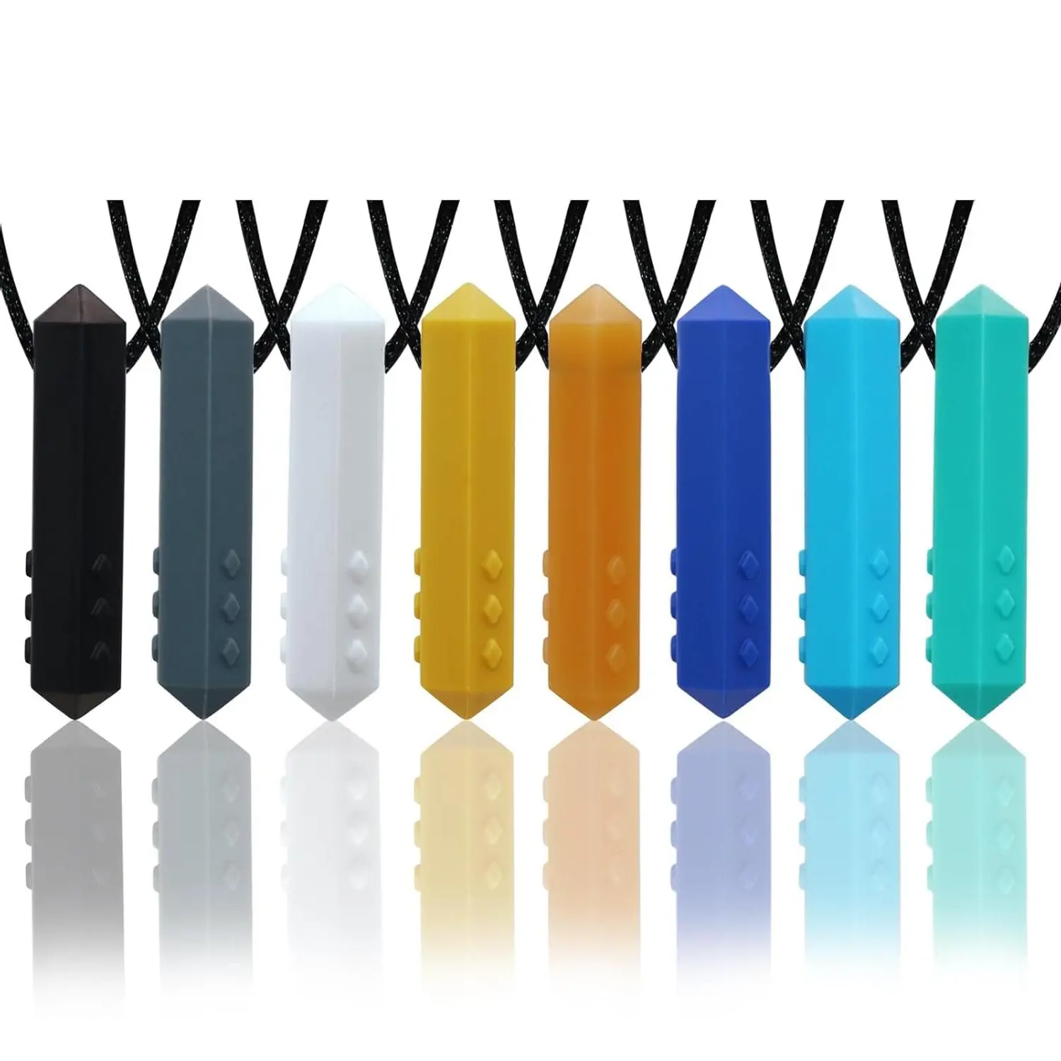 Sensory Chew Pendants 8-Pack, Casual Crayon-Shaped Food-Grade Oral Tools for Kids & Adults, Textured Design that Reduces Anxiety
