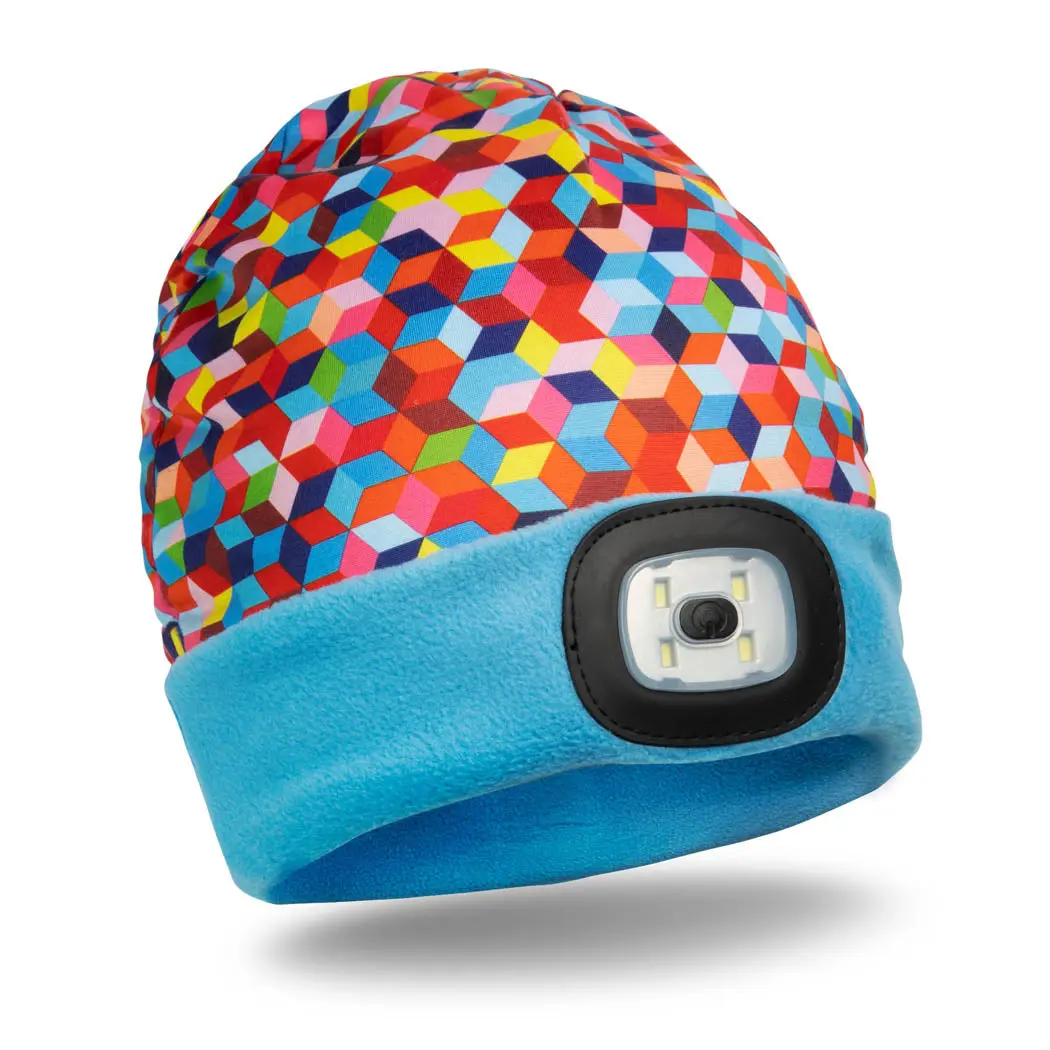 Sunrise Performance Fleece Beanie Hat with 3-Mode LED Light, Reversible Moisture-Wicking Design for Running, Fits Most Sizes, Button, Moisture Wicking Microfiber, Double-Sided