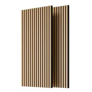 Wood Panels for Wall Slat Wall Panels, 2PC Wood Slat Acoustic Panels for Wall and Ceiling - 3D Fluted Sound Absorbing Panel with Three Sides Fully Wrapped on  Wood Finish -45.27''X23.62''(White Oak)