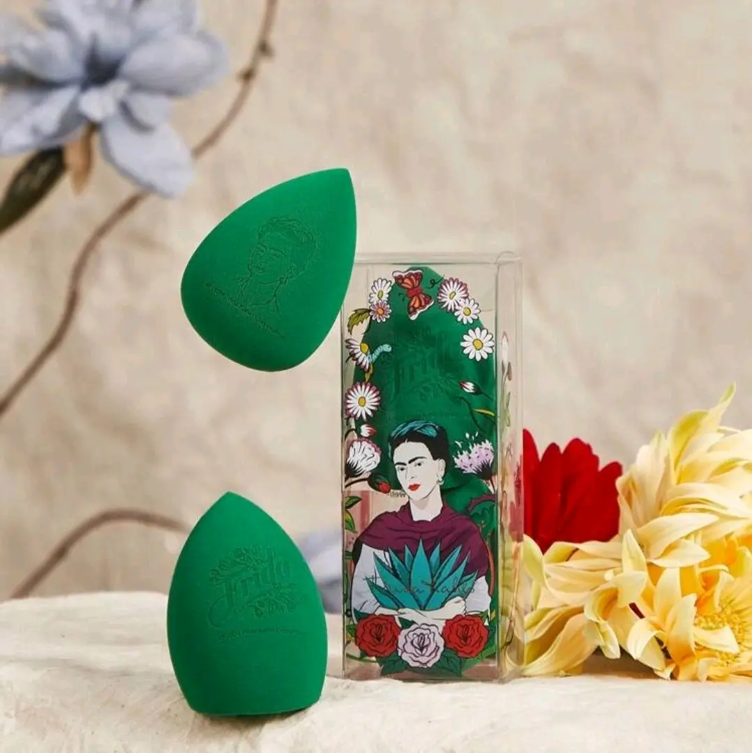 Frida Kahlo 2pcs Character & Floral Print Makeup Sponge.