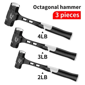 1 Heavy-Duty Octagonal Hammer - Hand Tools, Non-Slip Ergonomic Handle with Rust-Resistant Treatment. Ideal for Electricians, Carpenters, Stone Quarrying, Interior/Exterior Construction, Home Renovation