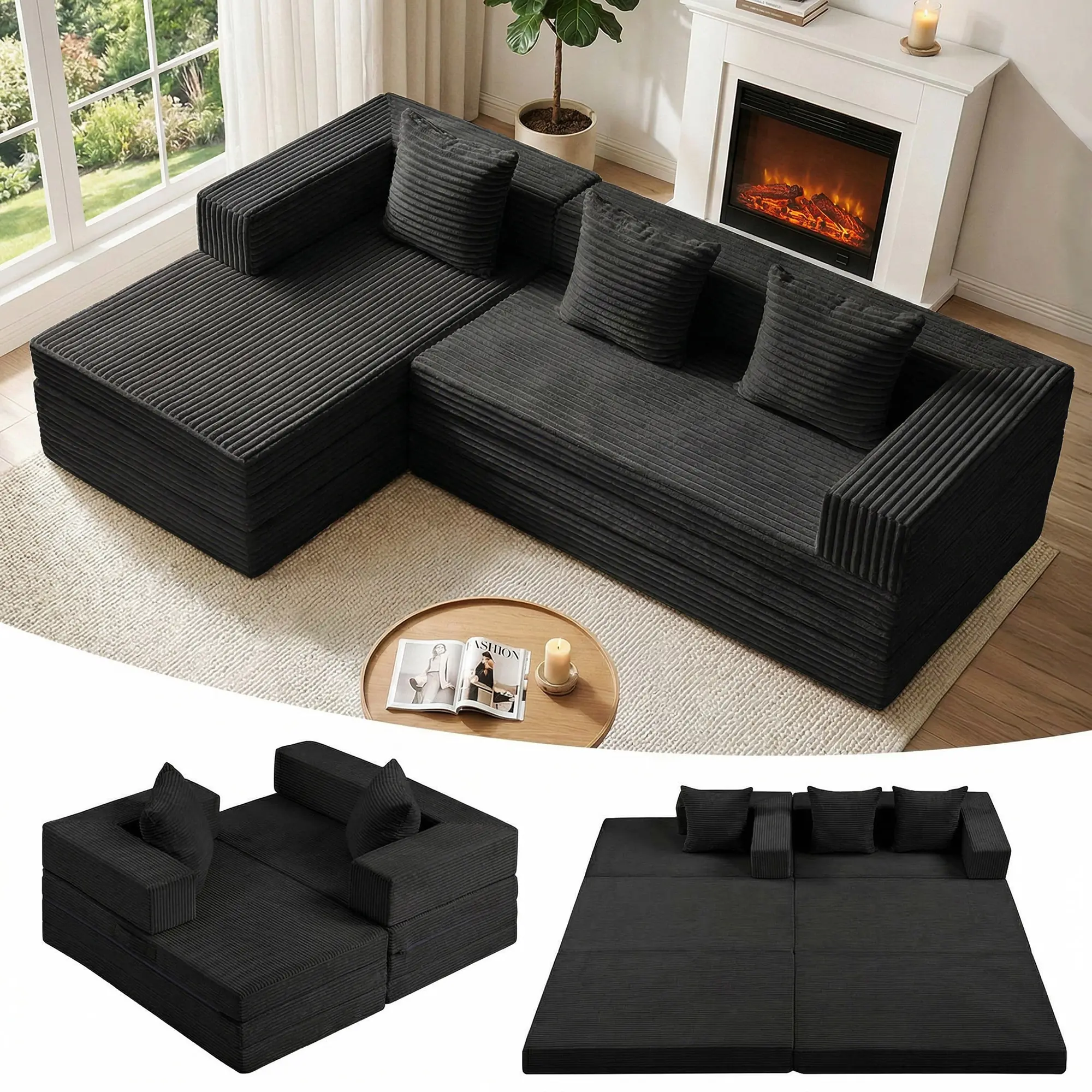 96”-Black (Standard Couch)