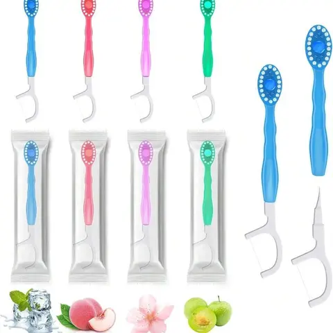 26 PCS Lightweight 5-In-1 Mini Travel Oral Dental Cleaning Kit for Adults - Disposable Toothbrushes, Mint & 3 Other Flavors Toothpaste, Tooth Pick, Dental Floss, Individually Wrapped for Daily Care, Date Use