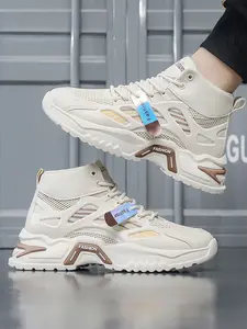 Mens High-Top Casual Sneakers Walking Shoes | Breathable Mesh Upper & Chunky Sole | Trendy Dad Shoe Style