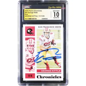 George Kittle San Francisco 49ers Autographed 2020 Panini Chronicles Red #84 #/199 CGC Fanatics Witnessed Authenticated 10/10 Card - Fanatics Authentic Certified