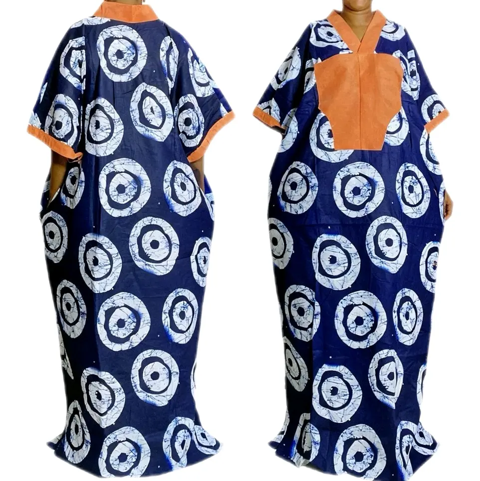 Two tone Blue-Black Ankara Aso-oke Boubou