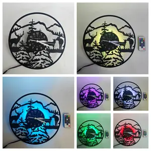 Deer Forest Theme Vinyl Record Wall Clock, Unique Deer Design for Nature Lovers, Hunters, Modern Rustic Classic Home Decor, Led Wall Clocks