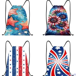 Drawstring Backpack, Trendy 4th of July Patriotic Sling Bag, Lightweight Outdoor Sports Gym Pouch, Multi‑Purpose Hiking Travel Yoga Fitness Tote, Breathable Portable Daypack, For Camping Workout Daily Casual Holiday Activities fathersdaygiftideas