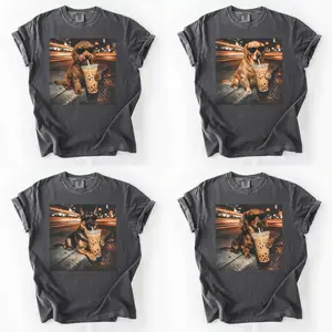 Comfort Colors Funny Dog Shirt, 50+ Dog Drinking Iced Coffee Tee, 50+ Dog Breeds Available, Dachshund Wiener Dog Shirt, Cute Dog Lover Gift