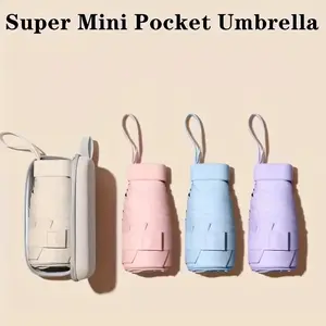 Mini Capsule Umbrella with UV Protection, Compact Pocket Umbrella for Sun & Rain, Lightweight Travel & Commute Accessory