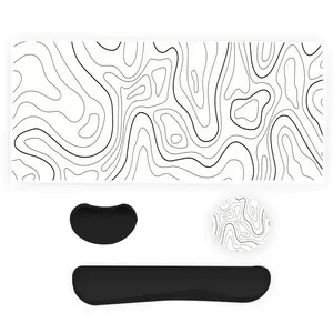 Large Gaming Mouse Pad with Keyboard Wrist Rest & Coaster & Mouse Wrist Rest, Ergonomic Wrist Support, Waterproof Computer Mat Mouse Pad Coaster Suitable for Home Office Gaming