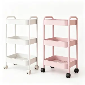Multi-Layer Mobile Storage Trolley Cart Rolling Utility Rack for Kitchen Bedroom Bathroom & Pantry Organization Foldable Large Capacity Clothes Storage Box Desk Organizer Design with 4 Wheels and High Edges hat blade stand shoe mini