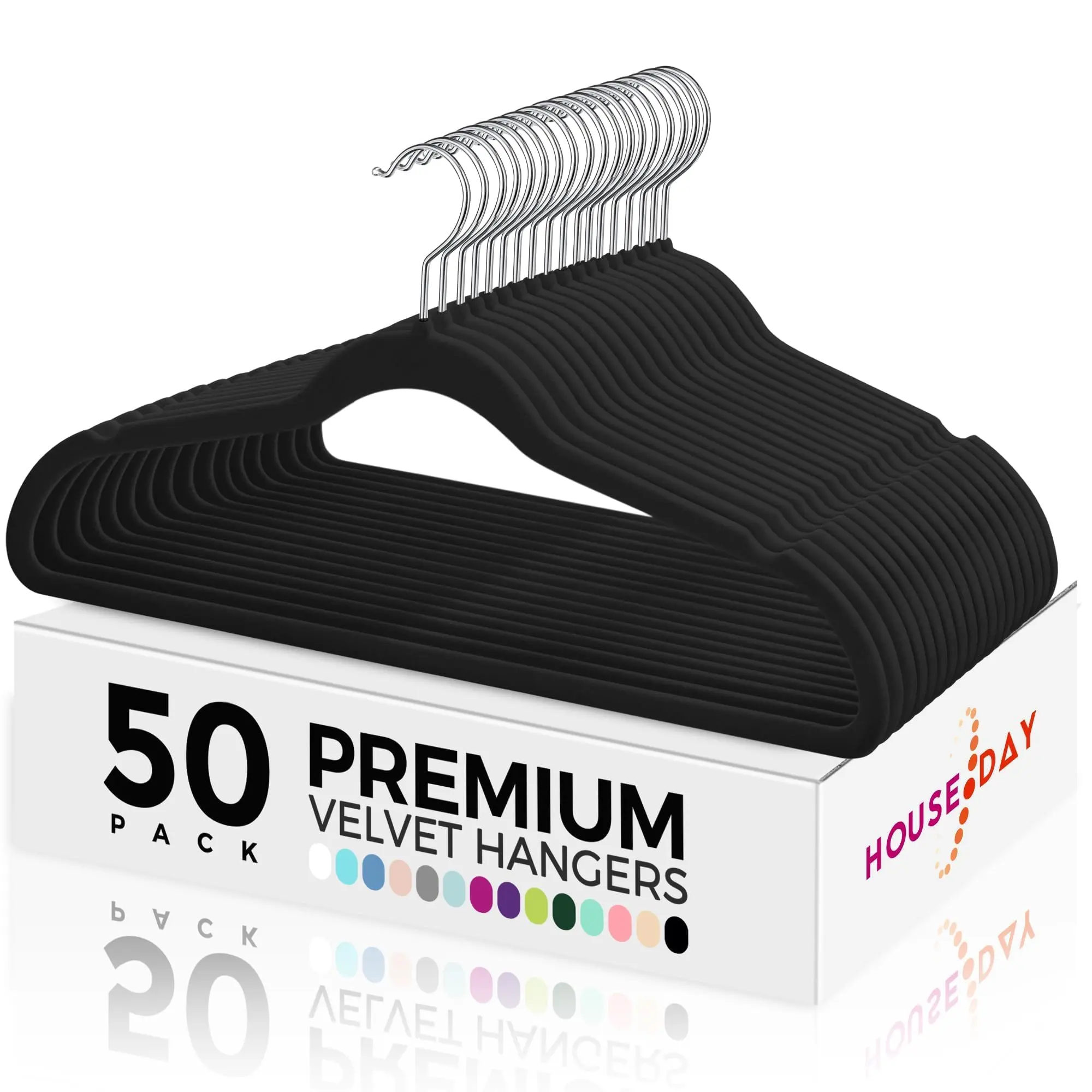 Velvet Hangers 50 Pack - Non Slip Black Clothes Hangers with 360° Rotatable Hooks, Ultra Thin Space Saving Felt Hangers with Shoulder Notches, Heavy Duty Suit Hangers for Closet Organization sohochic