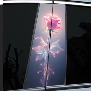 2 very beautiful and interesting car middle pillar stickers, with personal creativity, B pillar protective film decoration, super beautiful pink rose car sticker sticker, suitable for cars, Universal car sticker