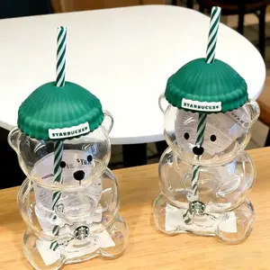 2026 Limited Edition Starbucks Bearista Bear Glass Jar Cold Cup Tumbler with Straw Holiday Daily Use