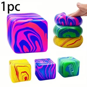 1pc Flow Cube Squeeze Toy, Sensory Squish Cube, Sensory Toy for Kids and Adults, Soft Texture, Hand Exercise, Durable Tpr Material, Cubic Shape