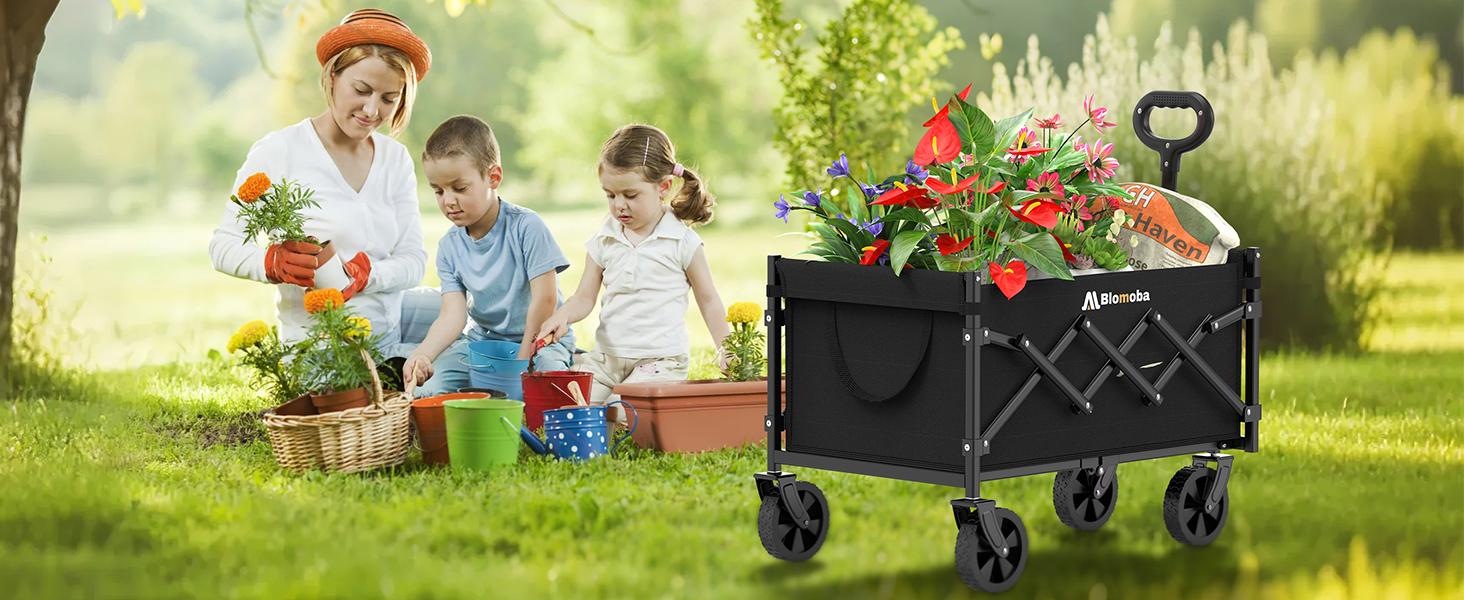 Heavy Duty Folding Utility Wagon Cart - Portable Shopping Cart Trolley, Collapsible Foldable Trolley with Wheels, 220lbs Large Capacity for Grocery Shopping, Outdoors, Heavy Duty Folding Trollies