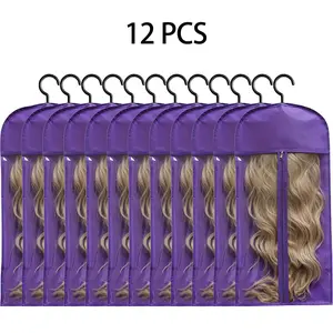 12Pcs Pack Wig Storage Bag Multi Wig Storage Set - Dust Proof Wig Cover Ideal Wig Holder Hanging Closet Wig Organizer